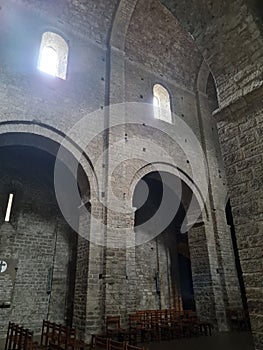 Inside a monastery in France. Architecture and buildings in southern France