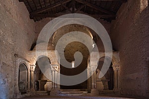 Inside the monastery of San Juan de Duero, a 12th century Castilian Romanesque church.