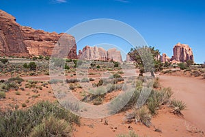 Inside of Monument Valley in Navajo Nation Reservation between Utah and Arizona