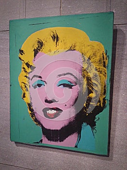 Inside National Gallery of Art, Washington, D.C., USA. Andy Warhol pop art painting. Marilyn Monroe portrait