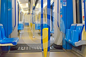 Inside of the new metro train in Montreal