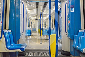 Inside of the new metro train in Montreal photo