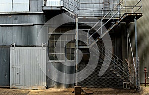 Inside of old abandon factory. A structure interior of empty ind