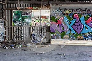 Inside of an old and abandoned building