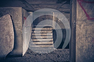 Inside of old abandoned building with construction unfinished.