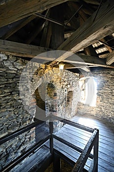 Inside the old castle tower