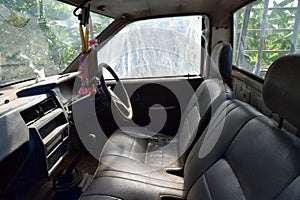 Inside of old and dirty car