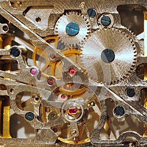 Inside old mechanical watch photo