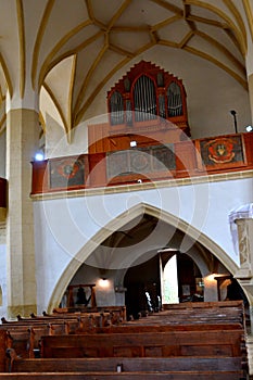 Inside the Old medieval saxon lutheran church in Sighisoara, Transylvania, Romania