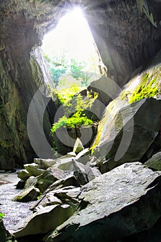 Inside the old mine workings known as Cathedral Cavern, or Cave