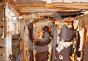 Inside an old rusty shipwreck in Iceland