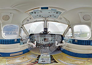 Inside an old turboprop cockpit