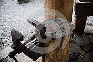 Inside an old vintage blacksmith and workshop