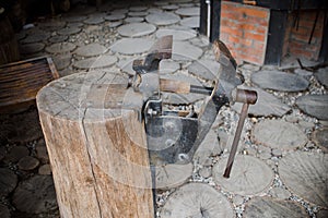 Inside an old vintage blacksmith and workshop