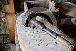 Inside an old vintage blacksmith and workshop