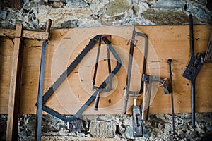 Inside an old vintage blacksmith and workshop