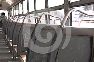 Inside an ordinary bus filled