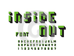 Inside out font. Vector alphabet