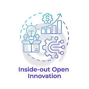 Inside out open innovation blue gradient concept icon