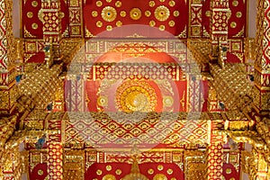 Inside the pagoda - Golden Girders in Thai temple, Wat Phra That Nong Bua, Sri Maha Pho Chedi