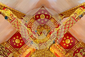 Inside the pagoda - Golden Girders in Thai temple, Wat Phra That Nong Bua, Sri Maha Pho Chedi