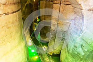 Inside Palombaro Lungo, the huge underground water system dug cistern of Matera