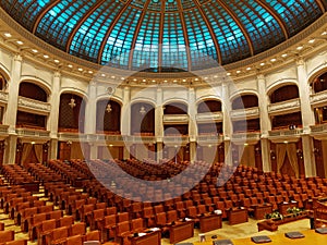 Inside of Parliament House in Bucharest, Romania - Chamber of Deputies meeting room