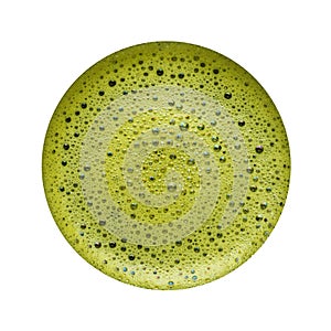 Inside part of Matcha green tea cup isolated on white. Top view
