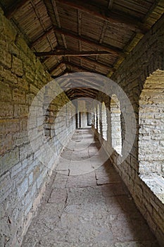 Inside of passages in the walls of Fortress Oreshek near Shlisselburg, Russia