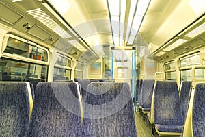 Inside of passenger commuter train
