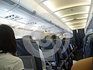 Inside passengers jet