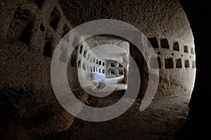 Inside pigeon-houses , built by turkish people during times of Ottoman Empire,in Cappadocia doves have long been a source of food