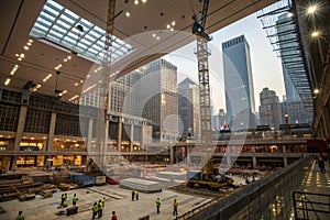 Inside place for tall buildings under construction