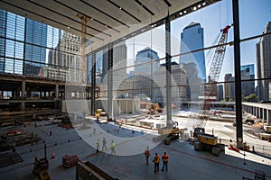Inside place for tall buildings under construction