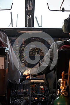 Inside of a plane flying from Kathmandu to Lukla, Nepal