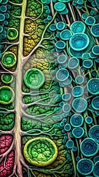 Inside a Plant Cell: A Vivid View of Chloroplasts under an Electron Microscope . photo