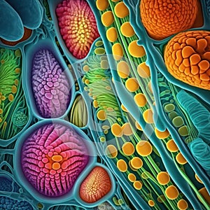 Inside a Plant Cell: A Vivid View of Chloroplasts under an Electron Microscope . photo