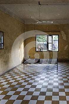 Inside of a prison cell of the Khmer rule