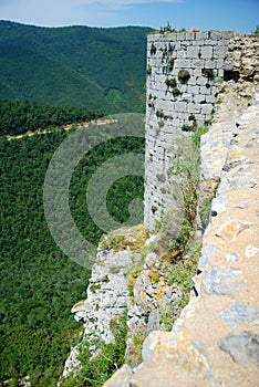 Inside Puilaurens Castle in the south of France