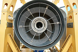 Inside the rear of a jet engine