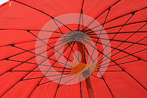 Inside red parasol