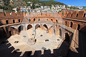 Inside Red Tower of city Alanya, Turkey