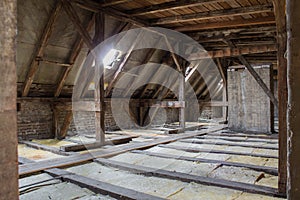 Inside roof framework, penthouse before construction