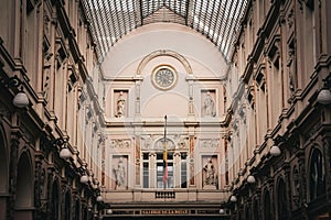 Inside the Royal Saint-Hubert Galleries in Brussels, Belgium