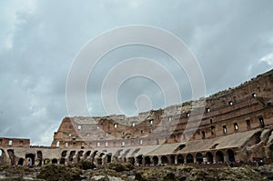 Inside of the Colosseum in Rome, Italy