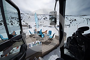 From Inside A snow groomers Pisten Bully 600 at the Grandvalira ski resort in 2022