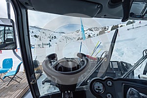 From Inside A snow groomers Pisten Bully 600 at the Grandvalira ski resort in 2022