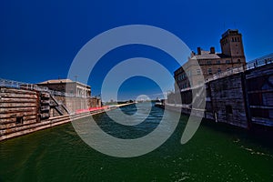 Inside the soo locks in Sault ste marie michigan lake Huron entry