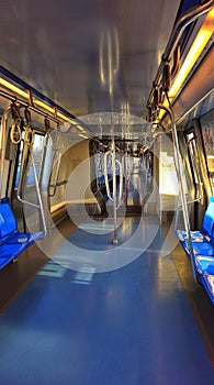 Inside space of a Bombardier subway frame,  at the end of the line