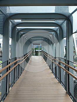 Inside of Spiral Pedestrian Bridge in Jakarta